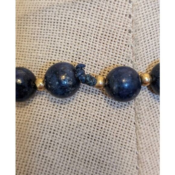 Lapis Lazuli 30" Strand 8mm Beads W/ Gold Tone Spacer Beads - Picture 6 of 6